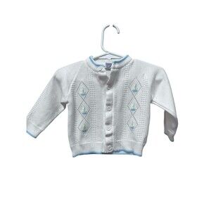 Carriage Boutiques 3Mths Embroidered Knitted Cardigan Sweater Sailboats Baby Boy